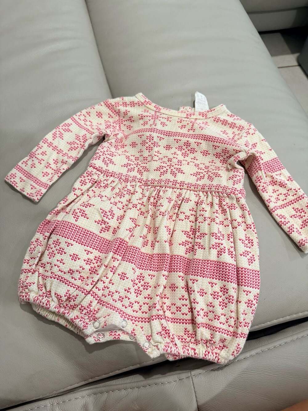 Kate Quinn Nordic Snowflake Bodysuit Dress Size 6-12 M Red Cream